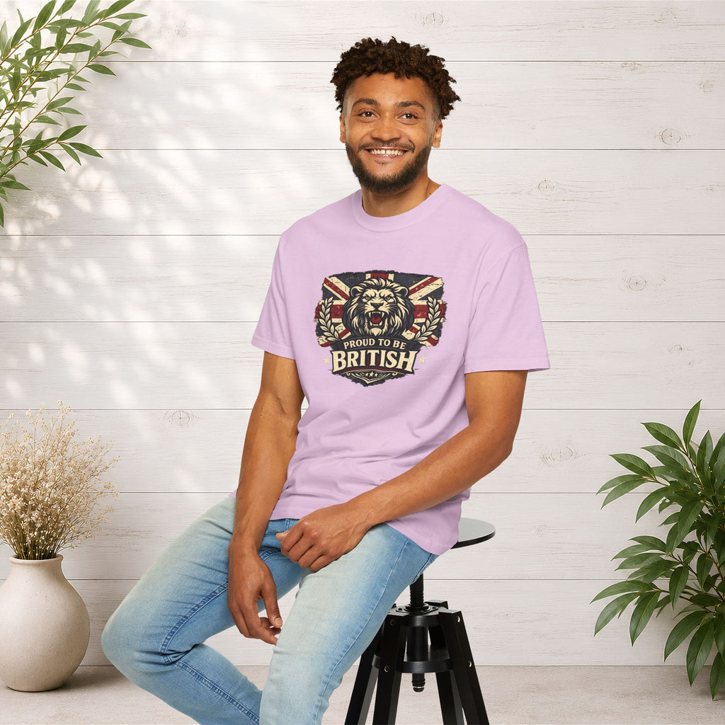 British Lion T-Shirt — "Proud to Be British" Union Jack Graphic Tee