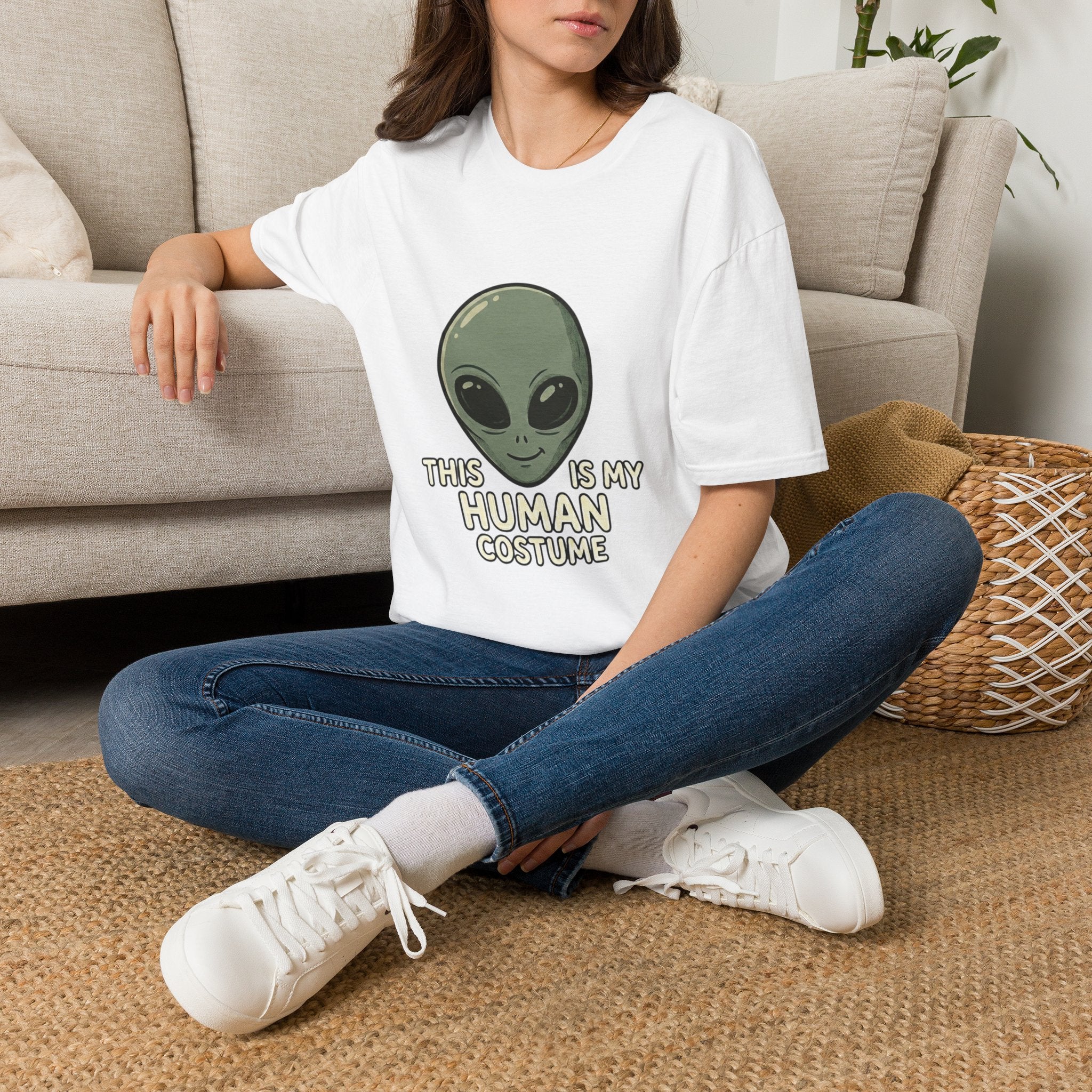 Alien Head This Is My Human Costume T-Shirt | Funny Extraterrestrial Design