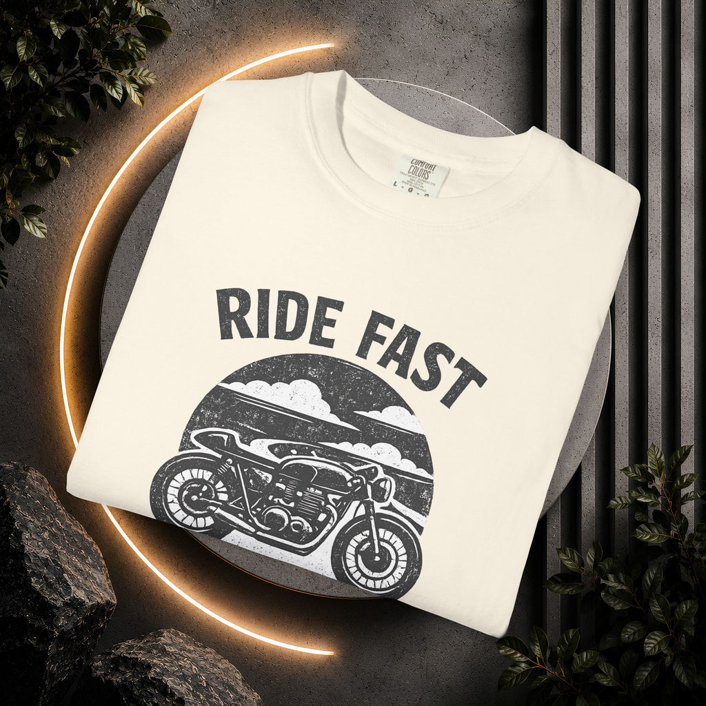Ride Fast Live Free Motorcycle T-Shirt — Vintage Biker Tee for Riders