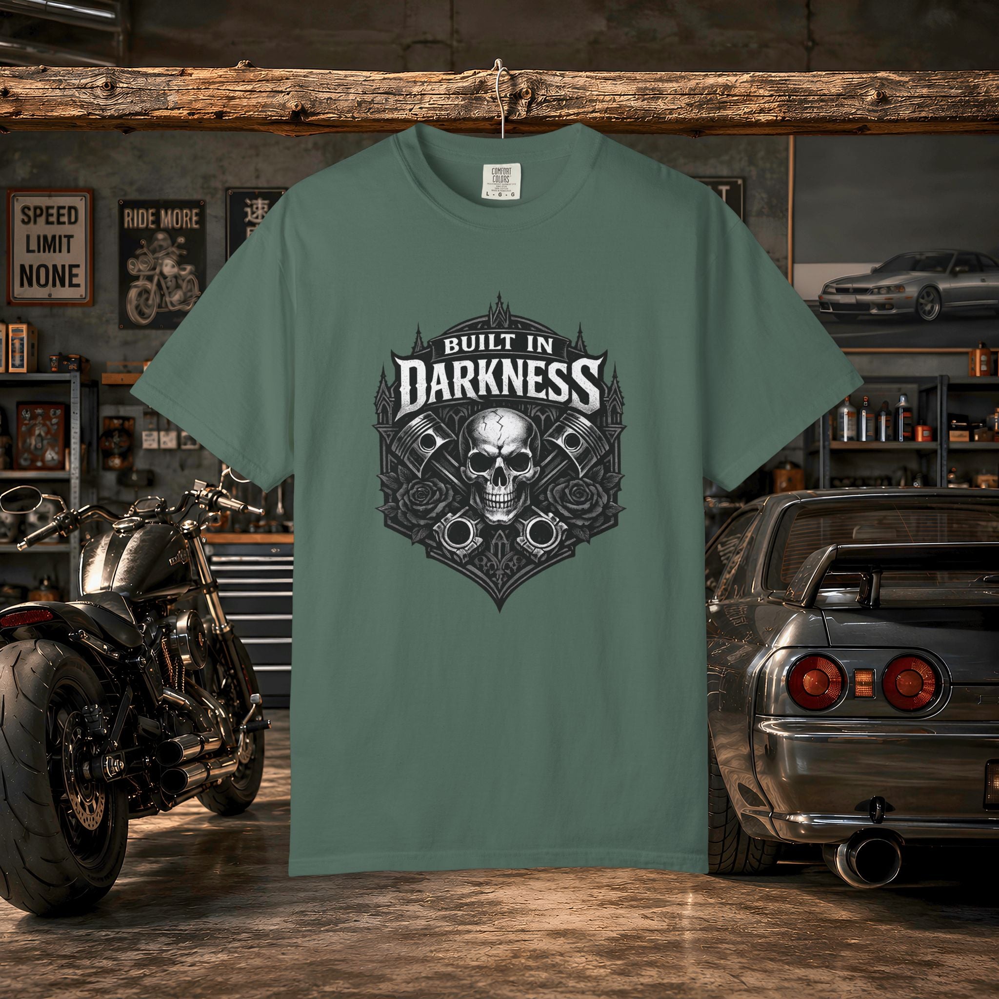 Built in Darkness Skull & Pistons T-Shirt
