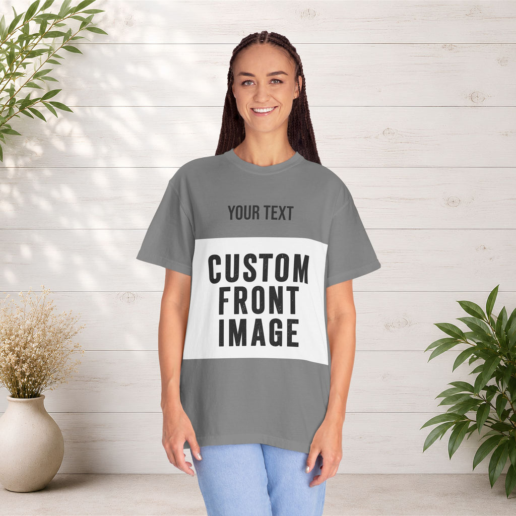 Custom Front Landscape Print T-Shirt — Personalized Text & Image Tee