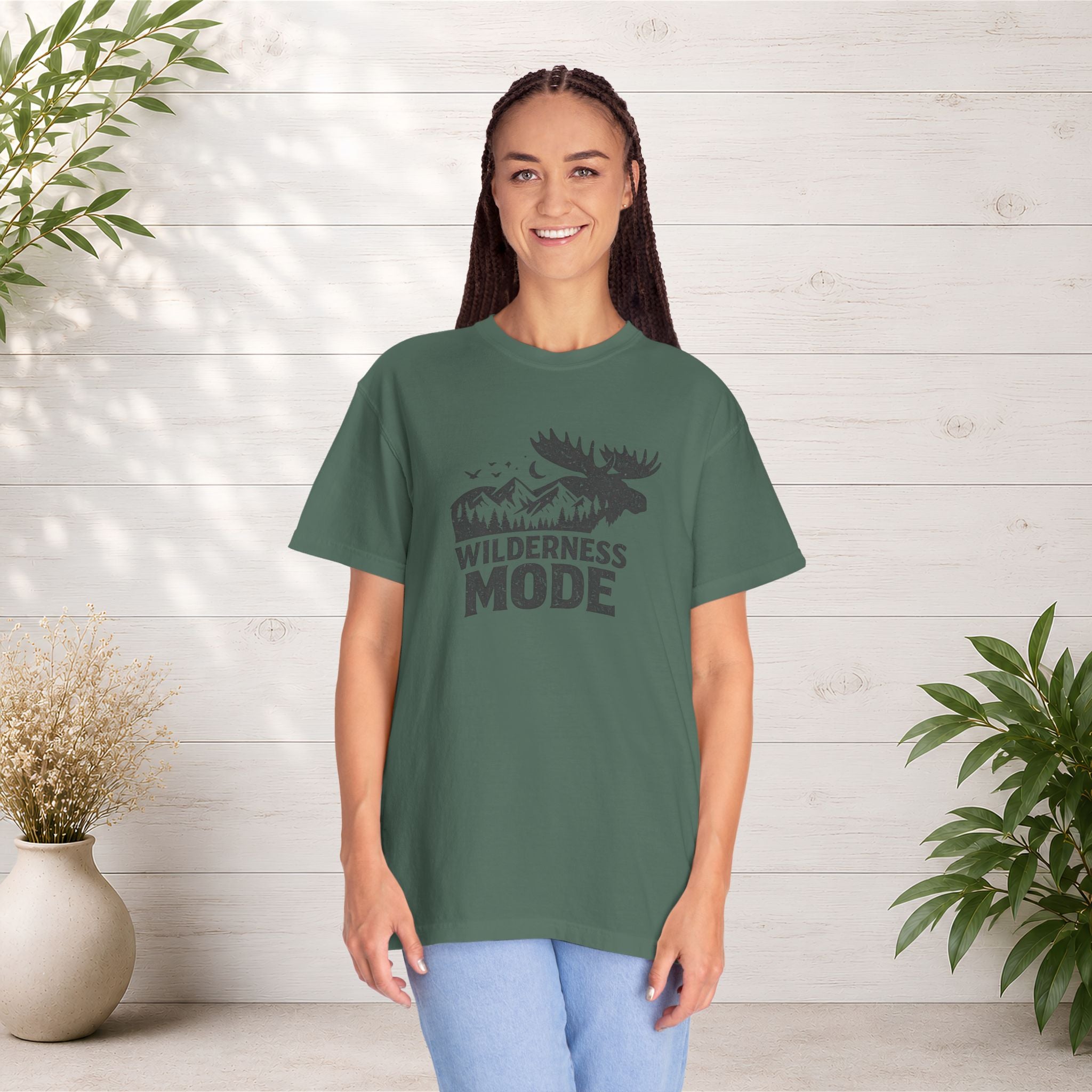 Wilderness Mode T-Shirt — Outdoor Moose Mountain Graphic Tee