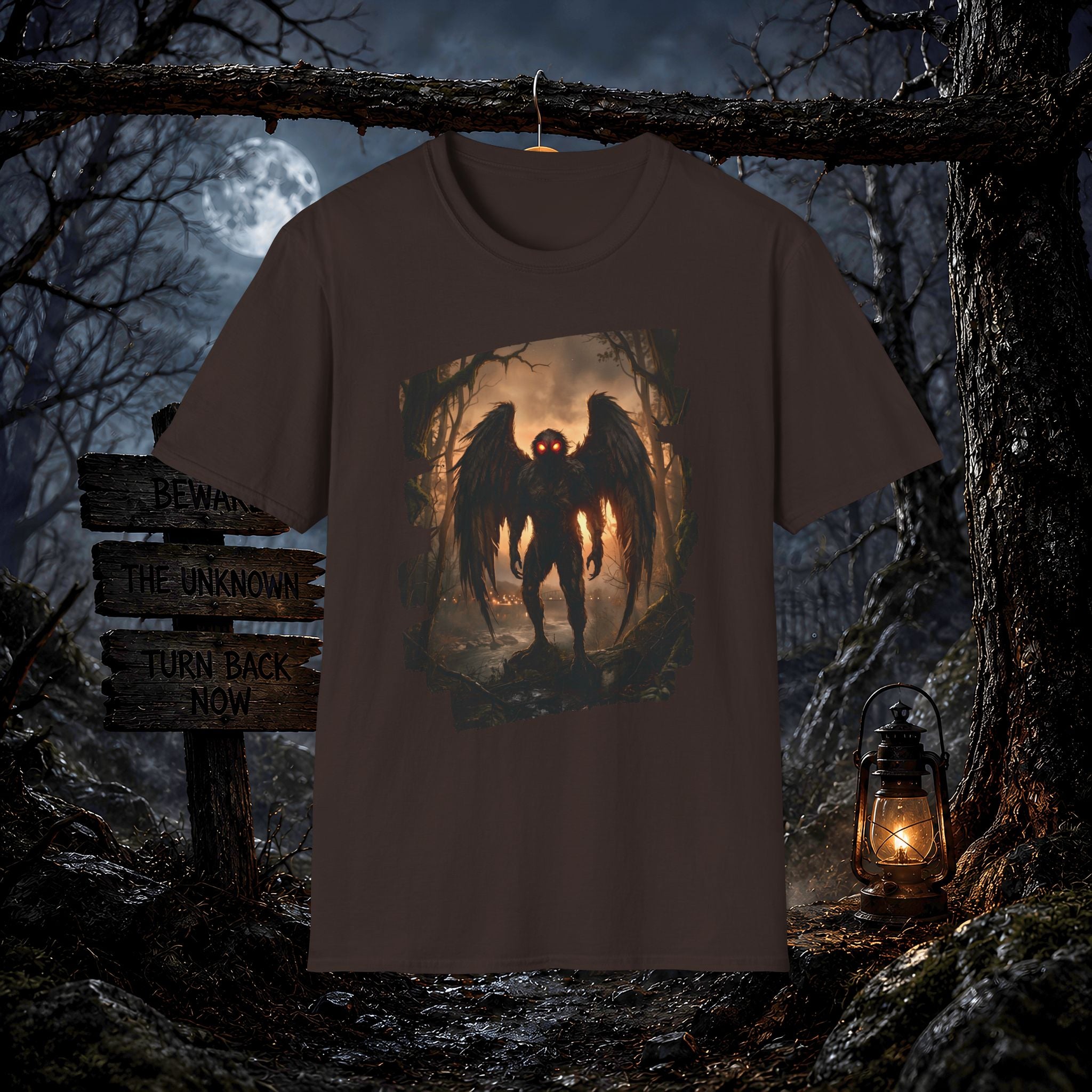 Mothman Cryptid Illustration T-Shirt | Dark Horror Graphic