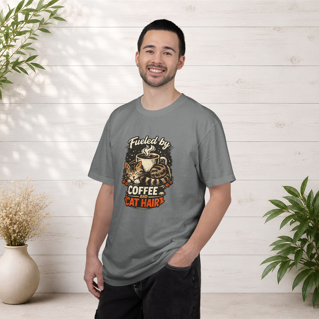 Coffee & Cat Hair T-Shirt — "Fueled by Coffee and Cat Hair" Graphic Tee
