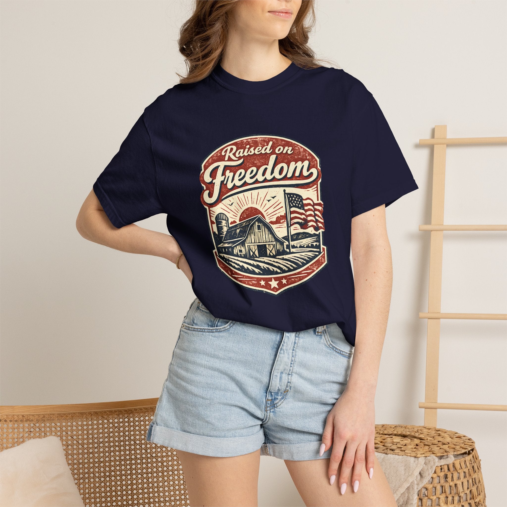 Raised on Freedom T-Shirt — Vintage American Flag Graphic Tee