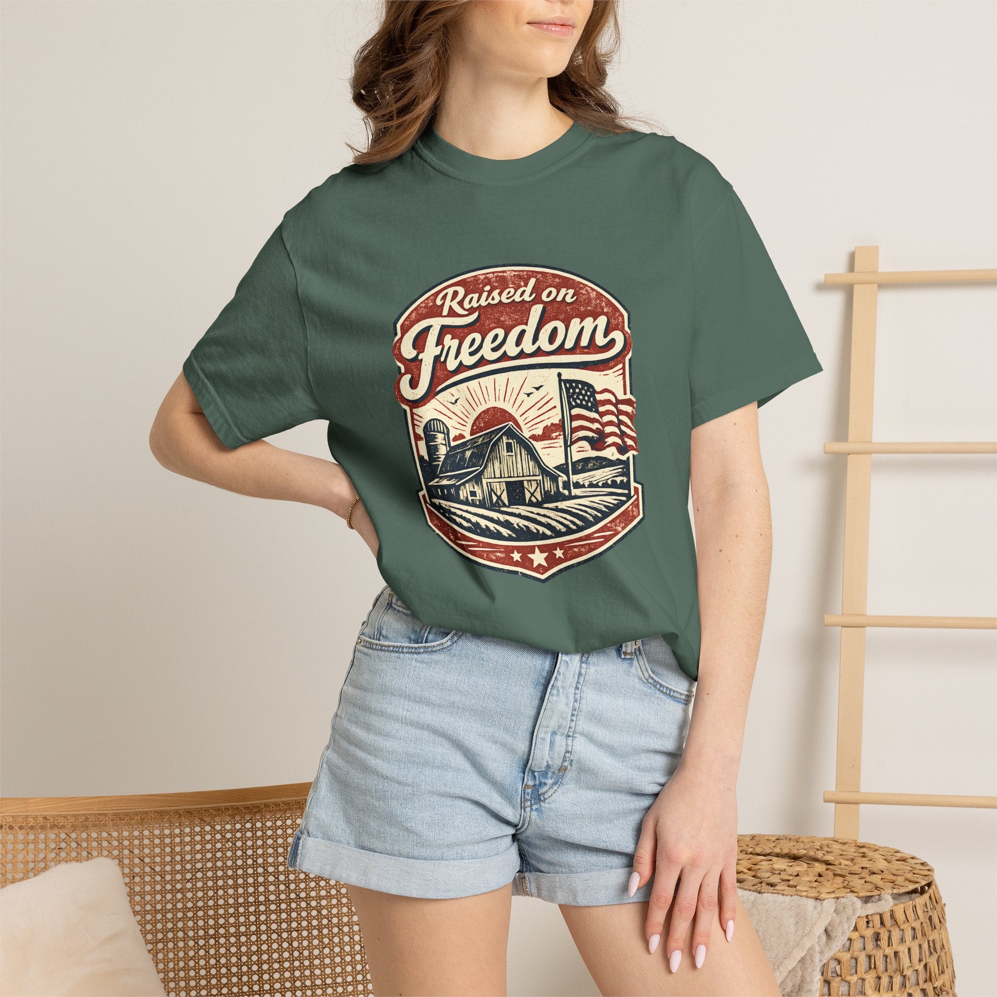 Raised on Freedom T-Shirt — Vintage American Flag Graphic Tee