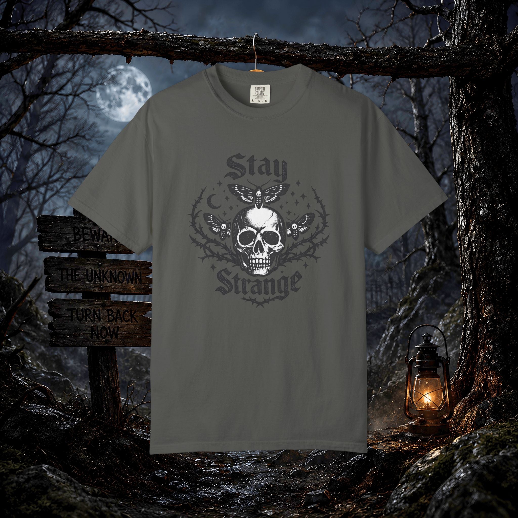 Stay Strange Skull T-Shirt — Gothic Skull Graphic Tee