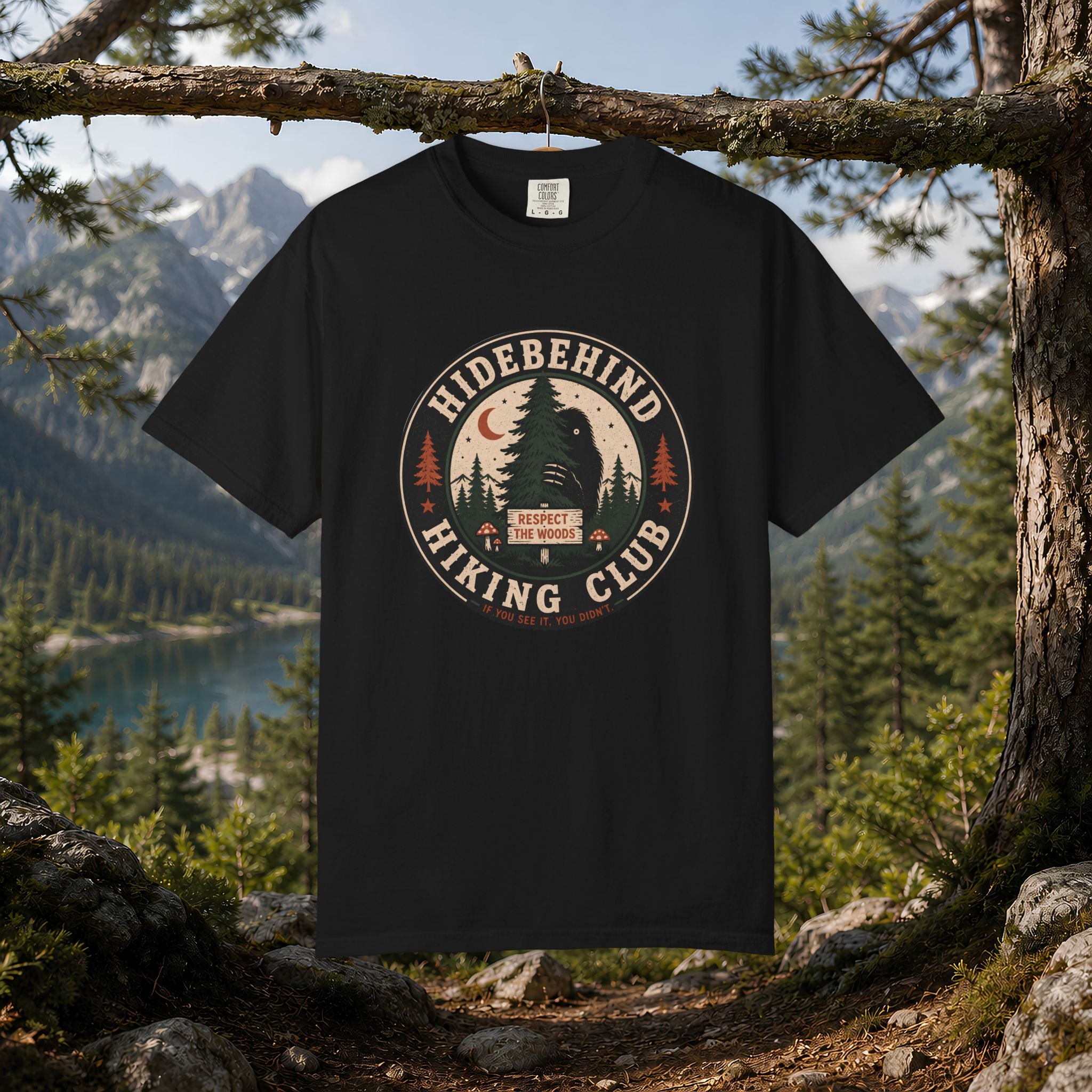 Hidebehind Hiking Club T-Shirt — Vintage Cryptid Outdoors Tee