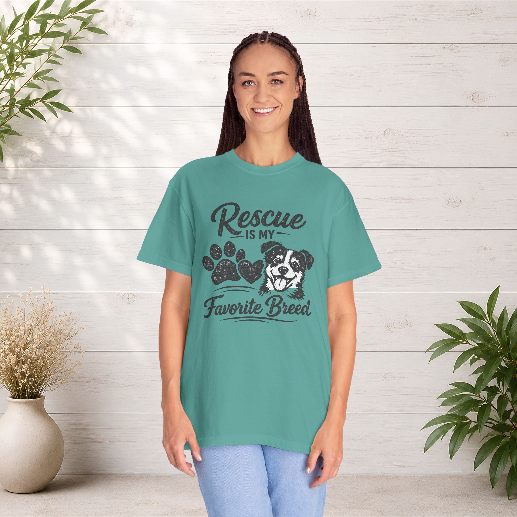 Rescue Is My Favorite Breed T-Shirt — Dog Rescue Paw Print Tee