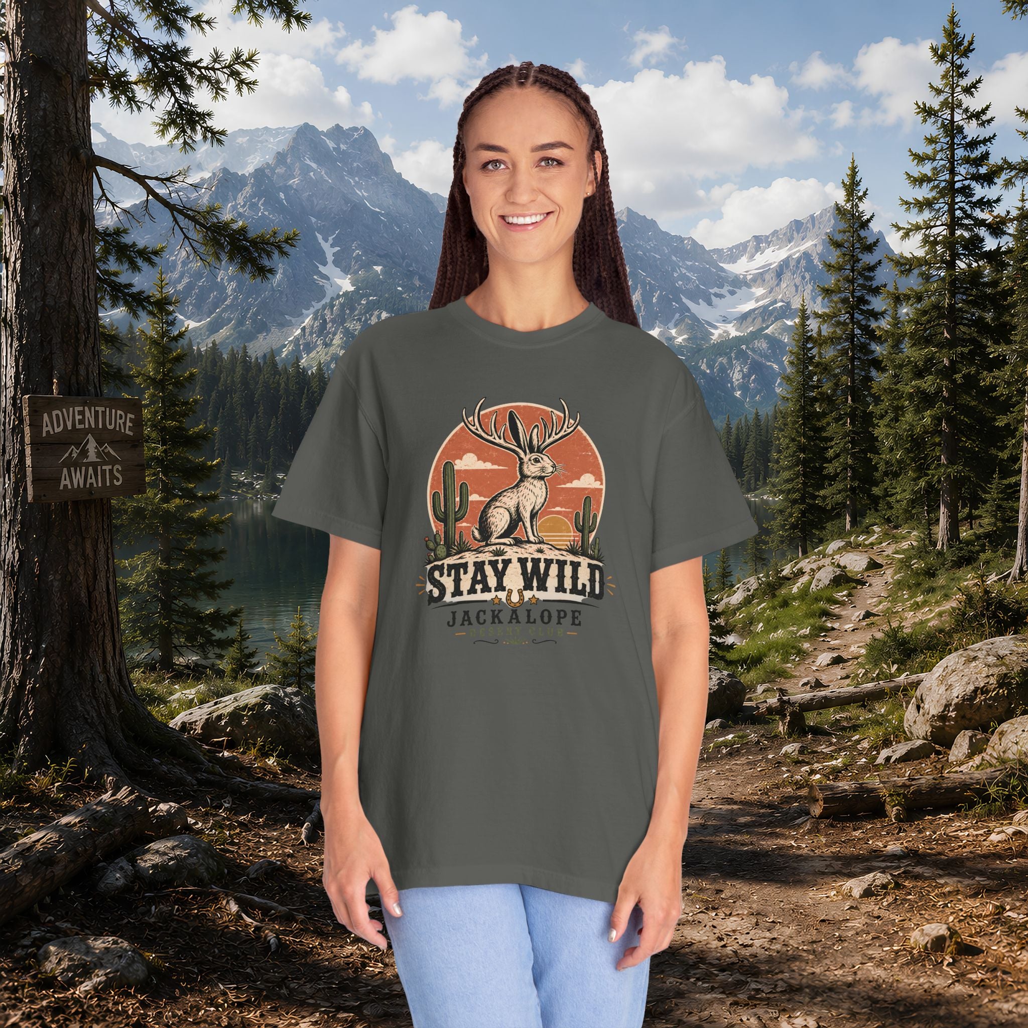 Stay Wild Jackalope T-Shirt — Vintage Desert Adventure Tee