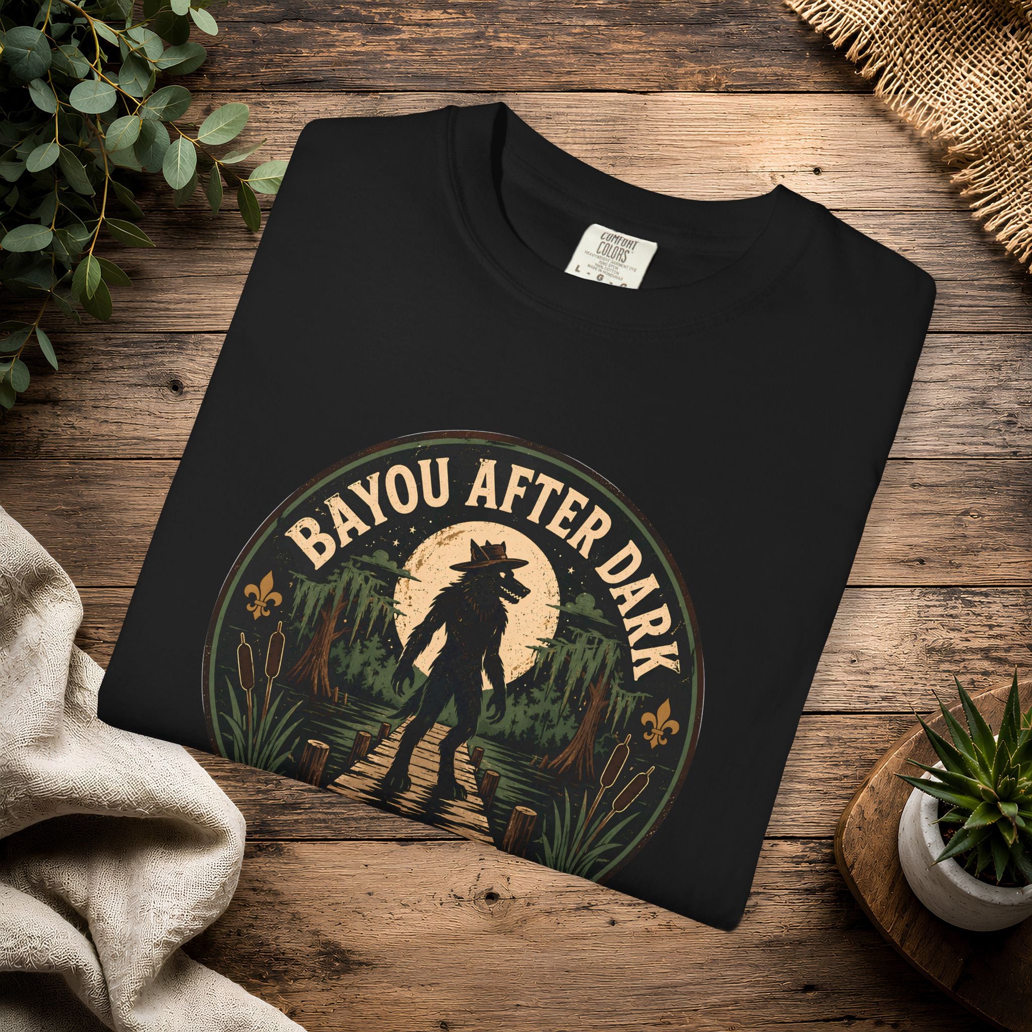Rougarou Bayou After Dark T-Shirt — Swamp Cryptid Graphic Tee