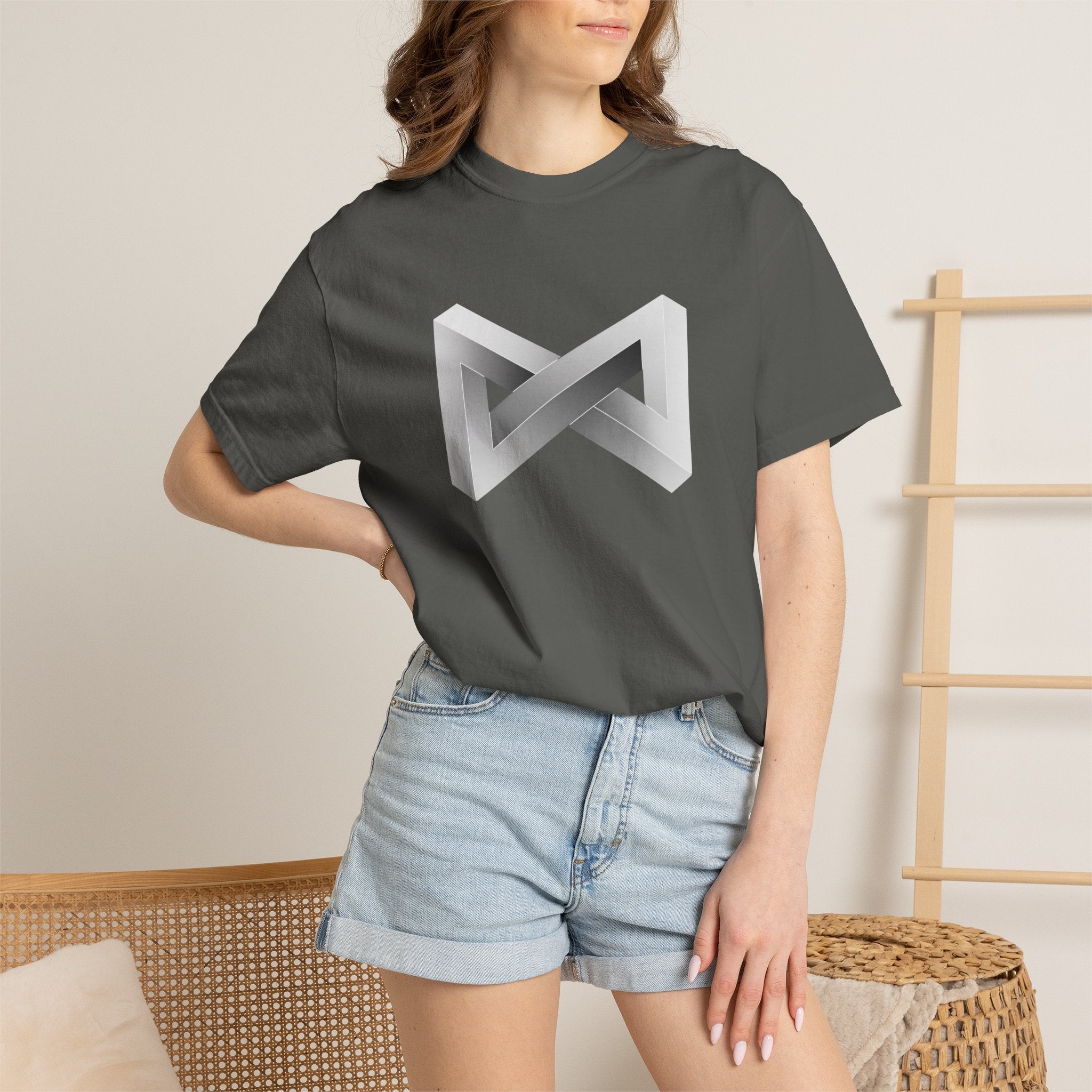 Optical Illusion Logo T-Shirt — Minimal Monochrome Infinity Design