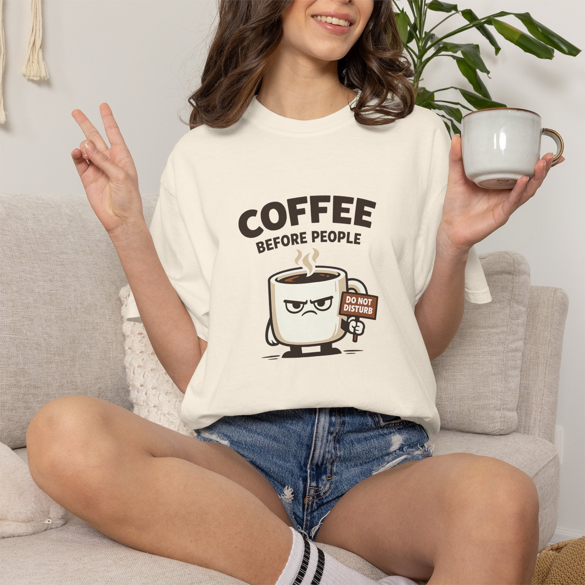 Coffee Before People T‑Shirt — Funny Morning Coffee Graphic Tee