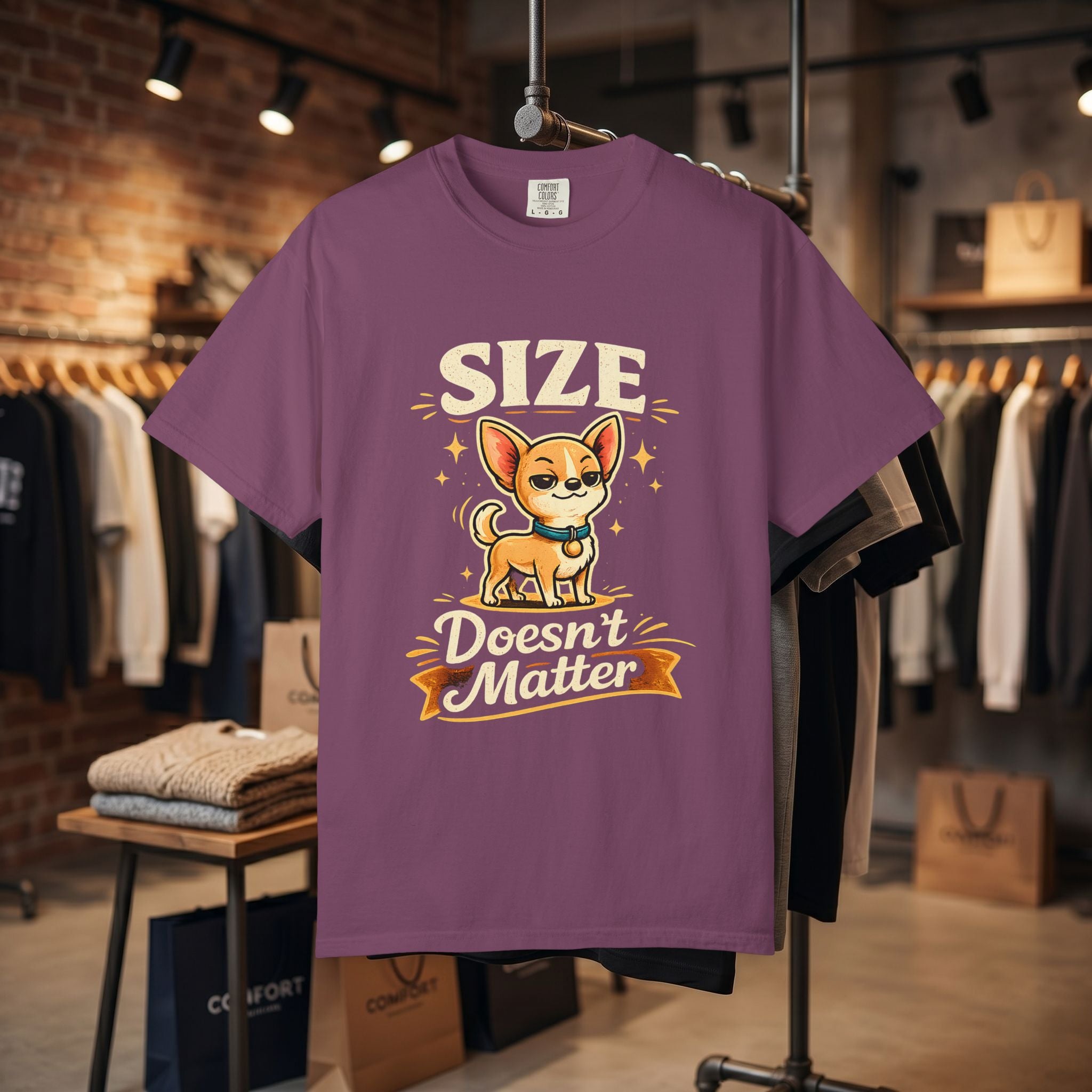 Size Doesnt Matter Chihuahua T-Shirt | Cute Dog Graphic Tee