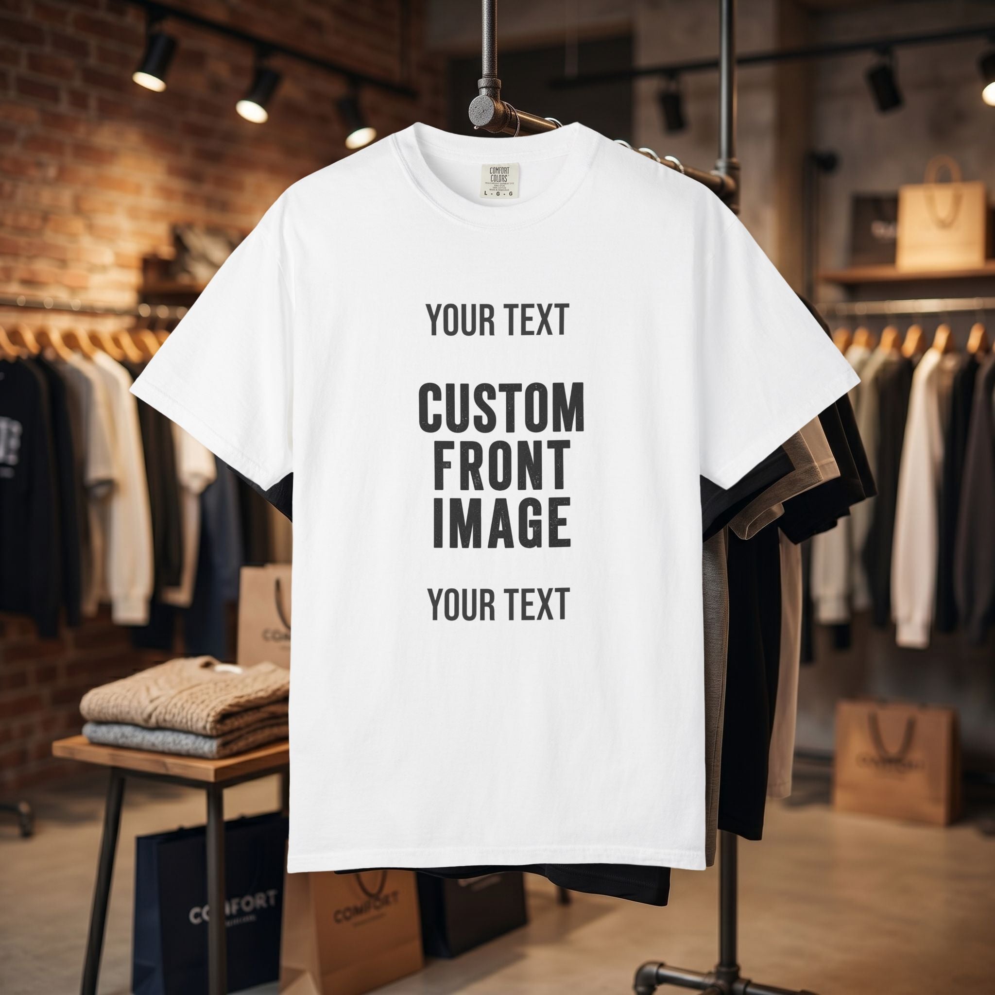 Custom Front Square Print T-Shirt — Personalized Text & Image Tee