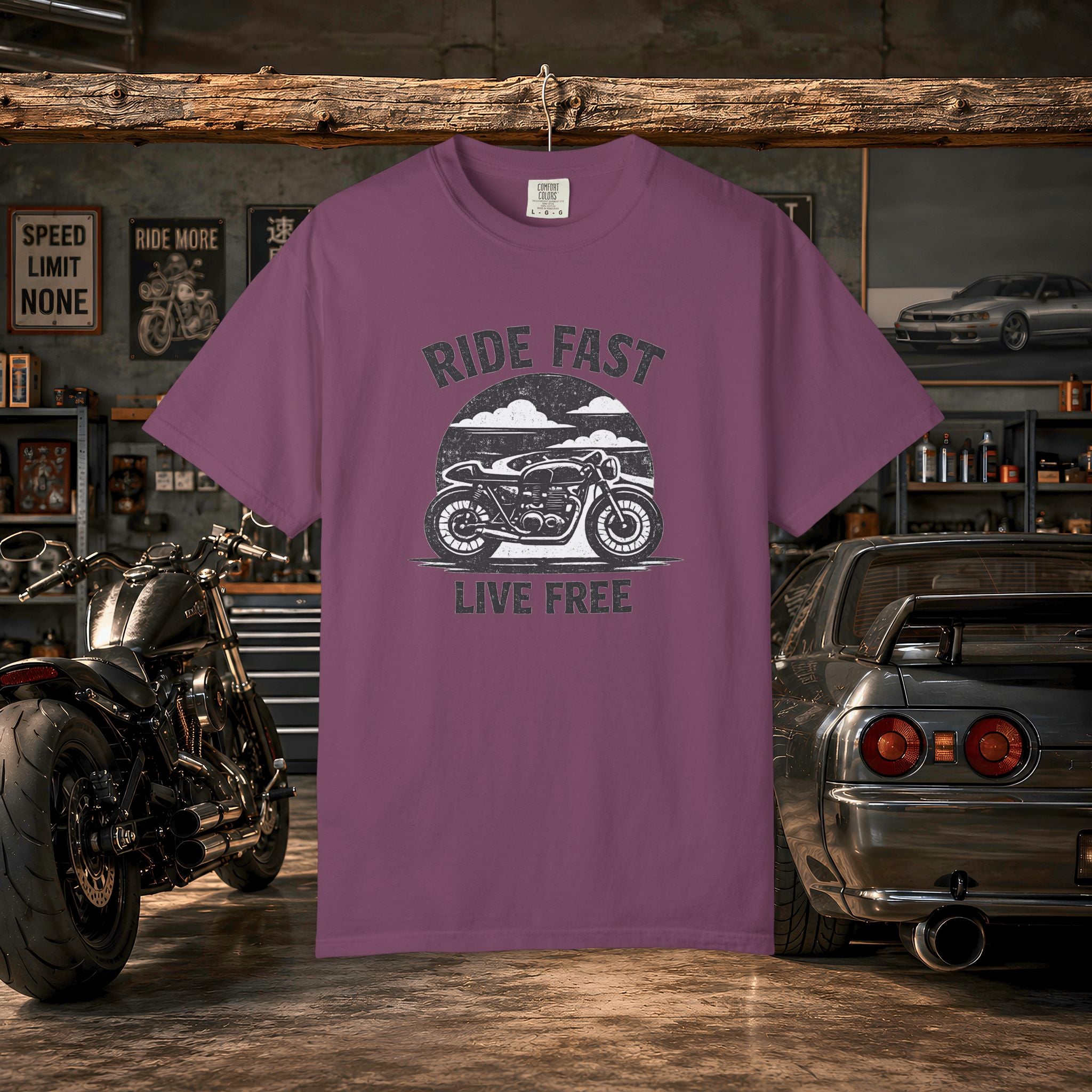 Ride Fast Live Free Motorcycle T-Shirt — Vintage Biker Tee for Riders