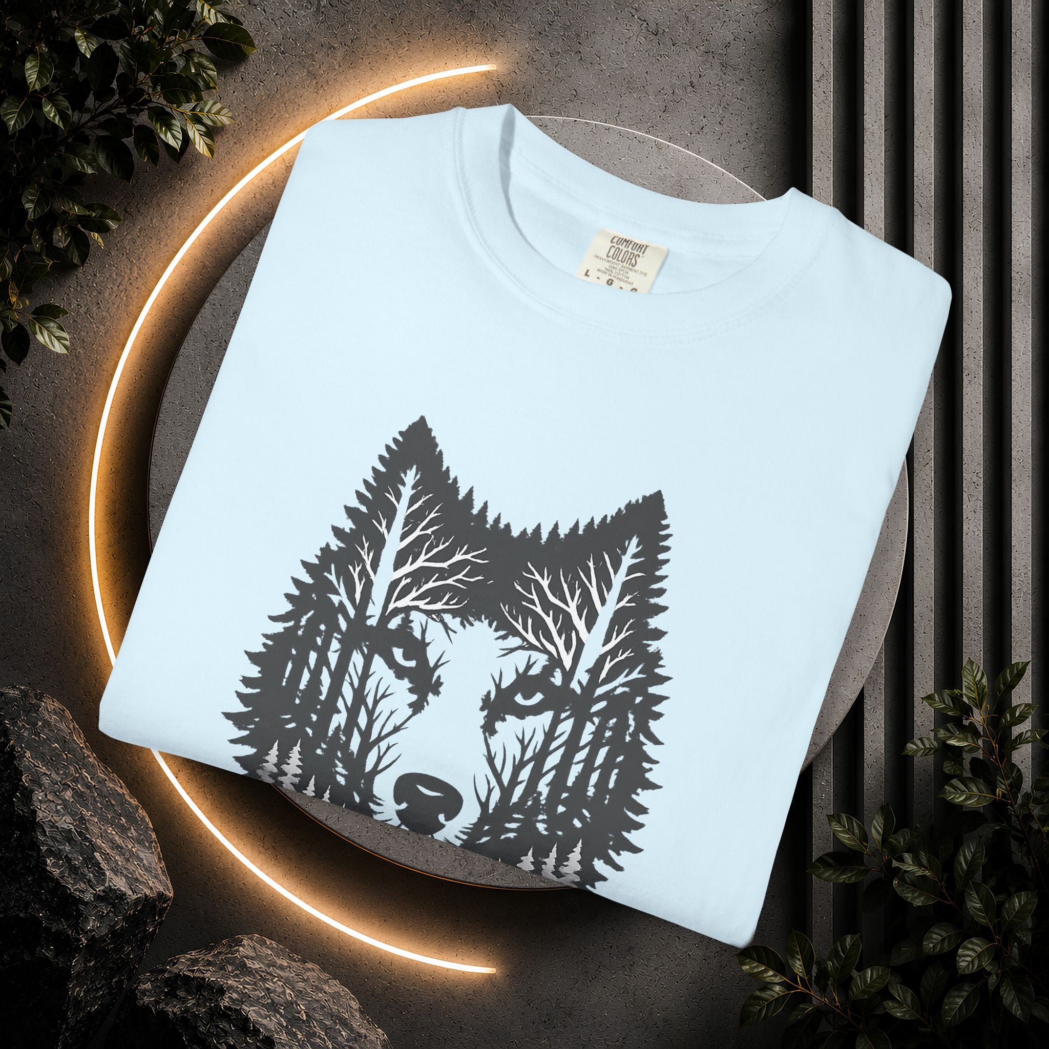 Wolf Forest T-Shirt — Geometric Woodland Wolf Graphic Tee