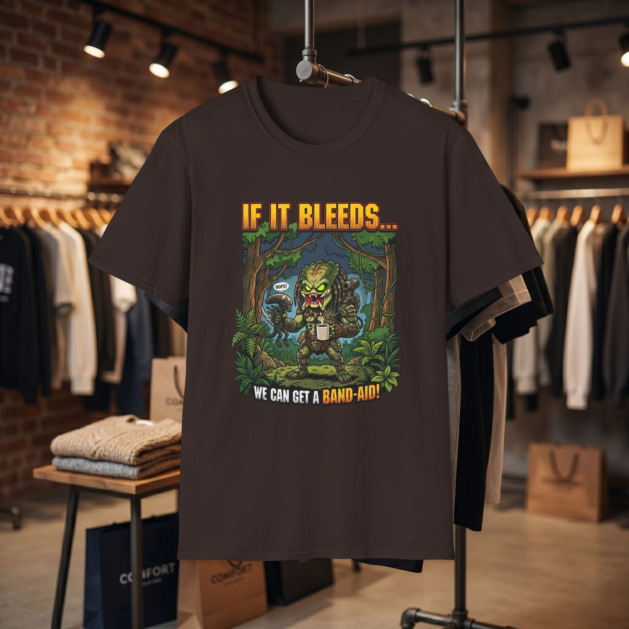 Predator "If It Bleeds" Forest Design T-Shirt | Horror Movie Character