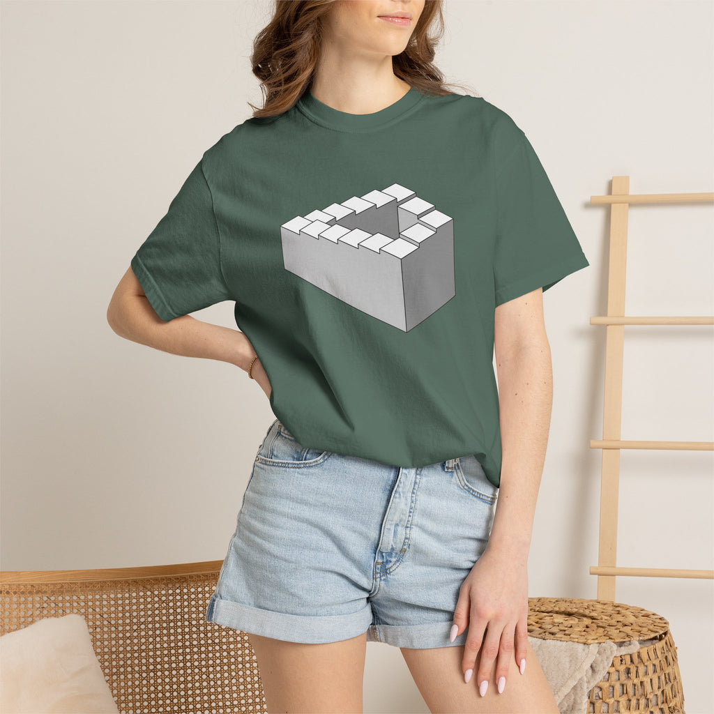 Optical Illusion Staircase Tee — Impossible Step Graphic T-Shirt