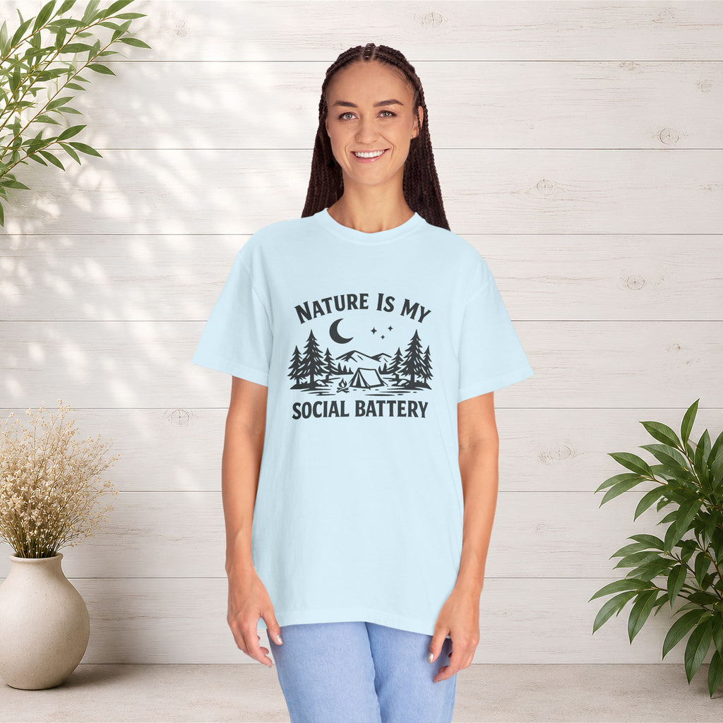 Nature Is My Social Battery T-Shirt — Outdoor Enthusiast Graphic Tee