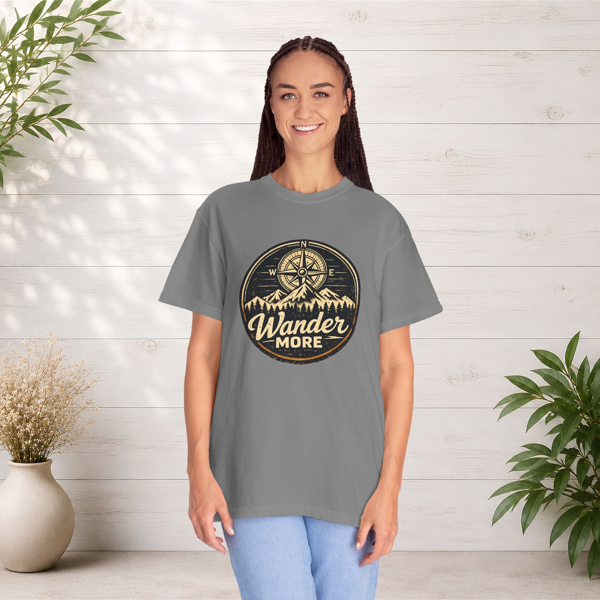 Wander More T-Shirt — Adventure Compass Graphic Tee