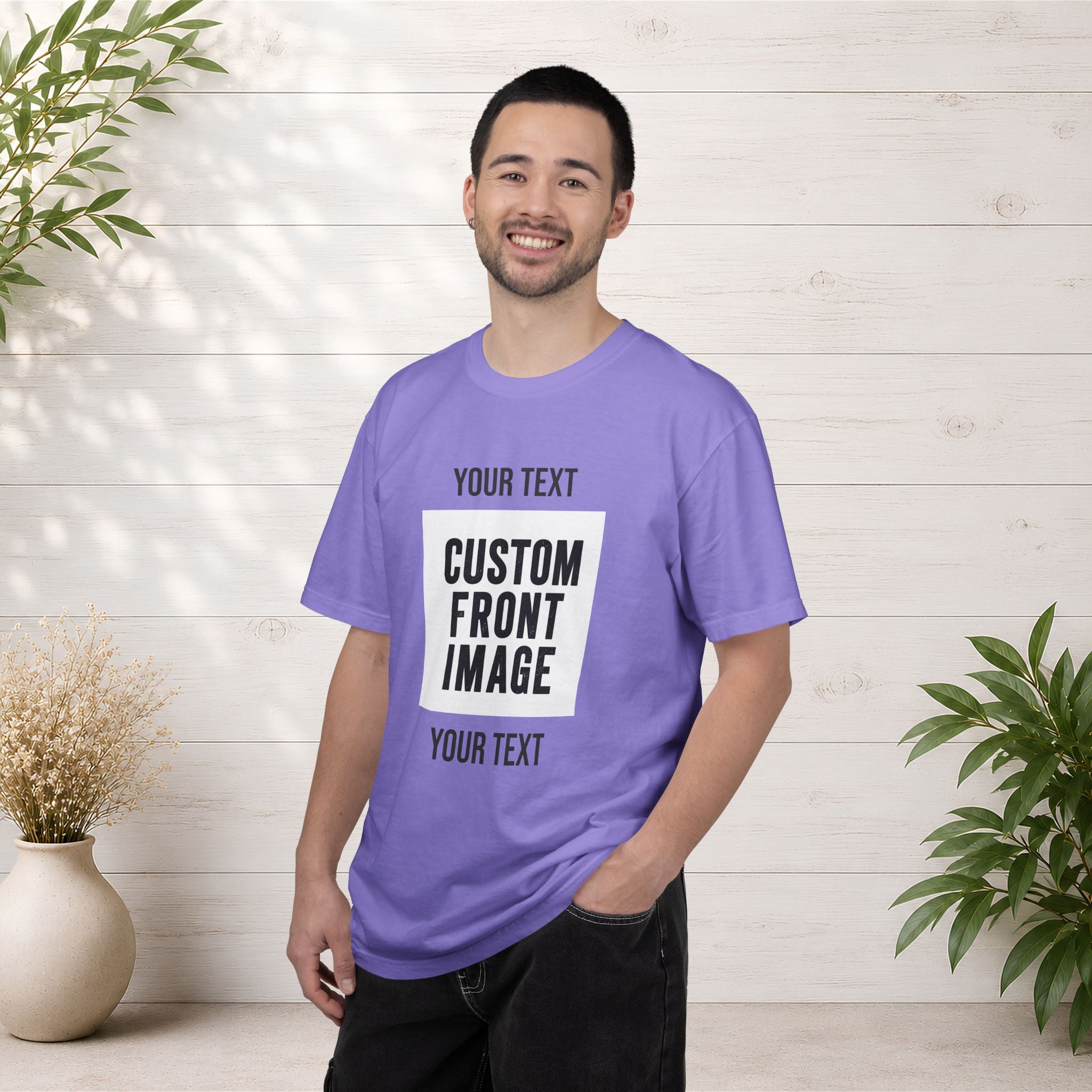 Custom Front Square Print T-Shirt — Personalized Text & Image Tee