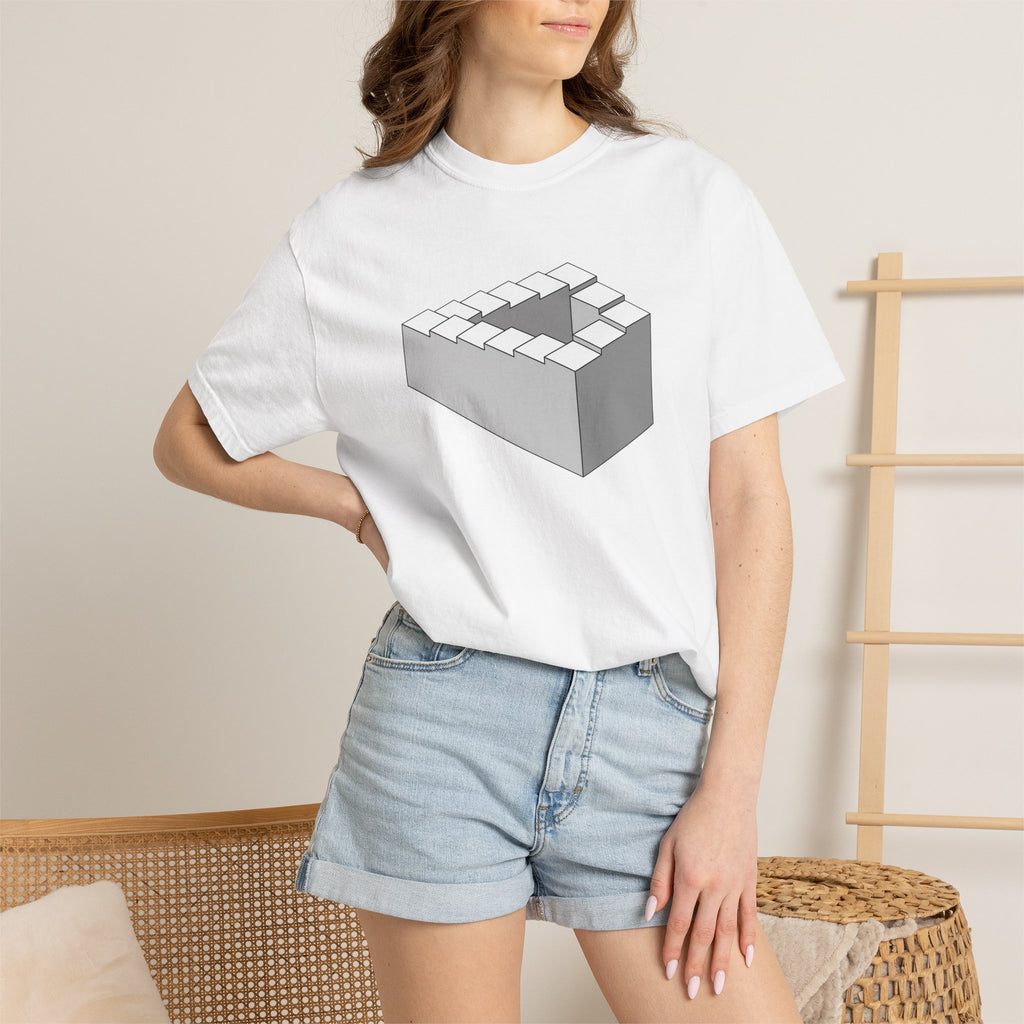 Optical Illusion Staircase Tee — Impossible Step Graphic T-Shirt