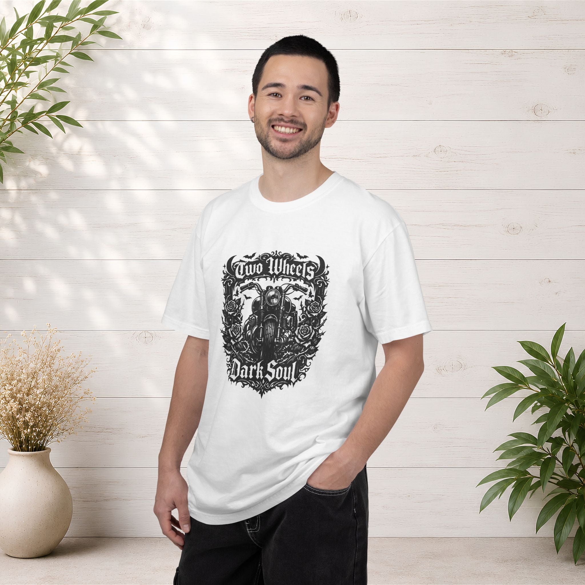 Dark Soul Motorcycle T-Shirt — "Two Wheels Dark Soul" Biker Graphic Tee