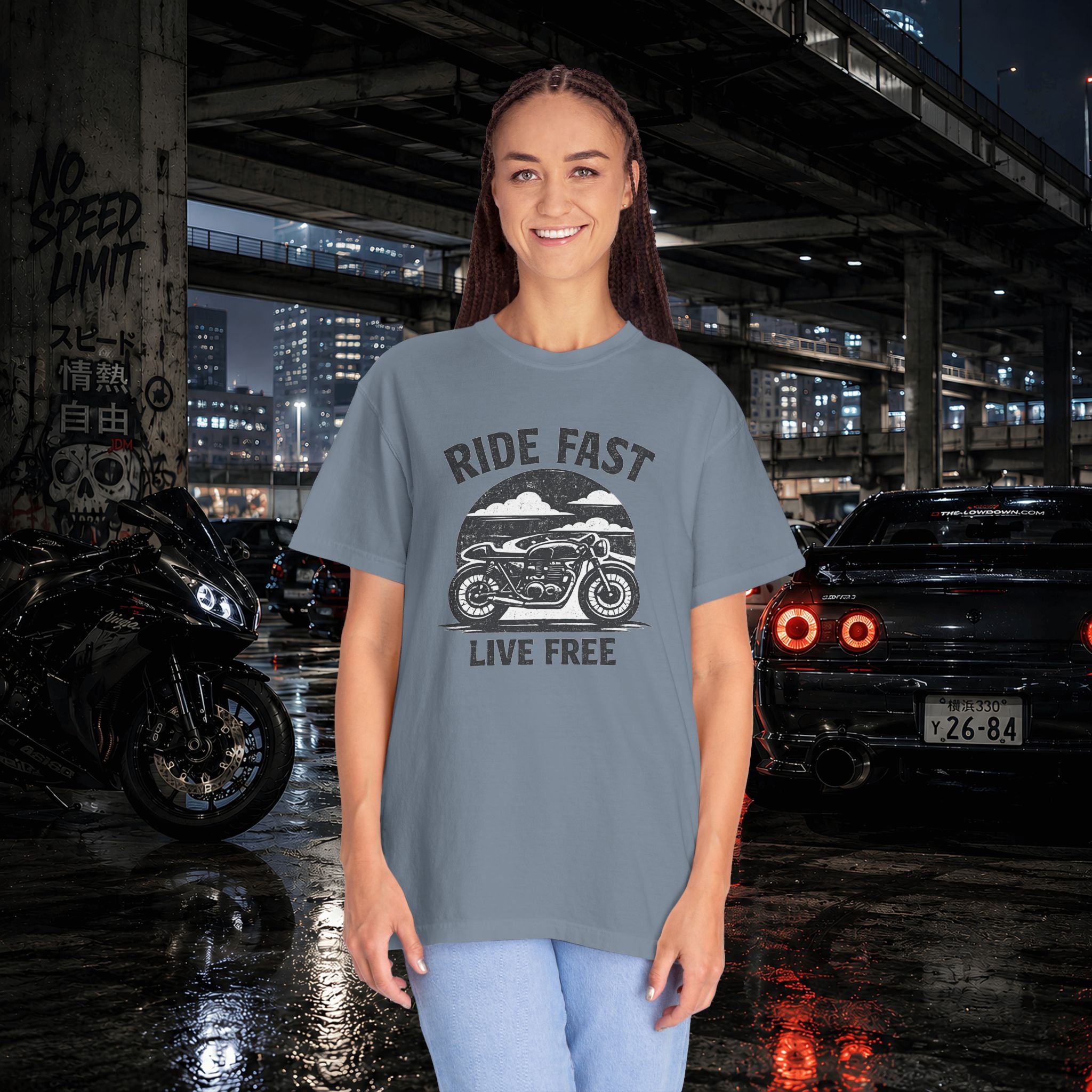 Ride Fast Live Free Motorcycle T-Shirt — Vintage Biker Tee for Riders