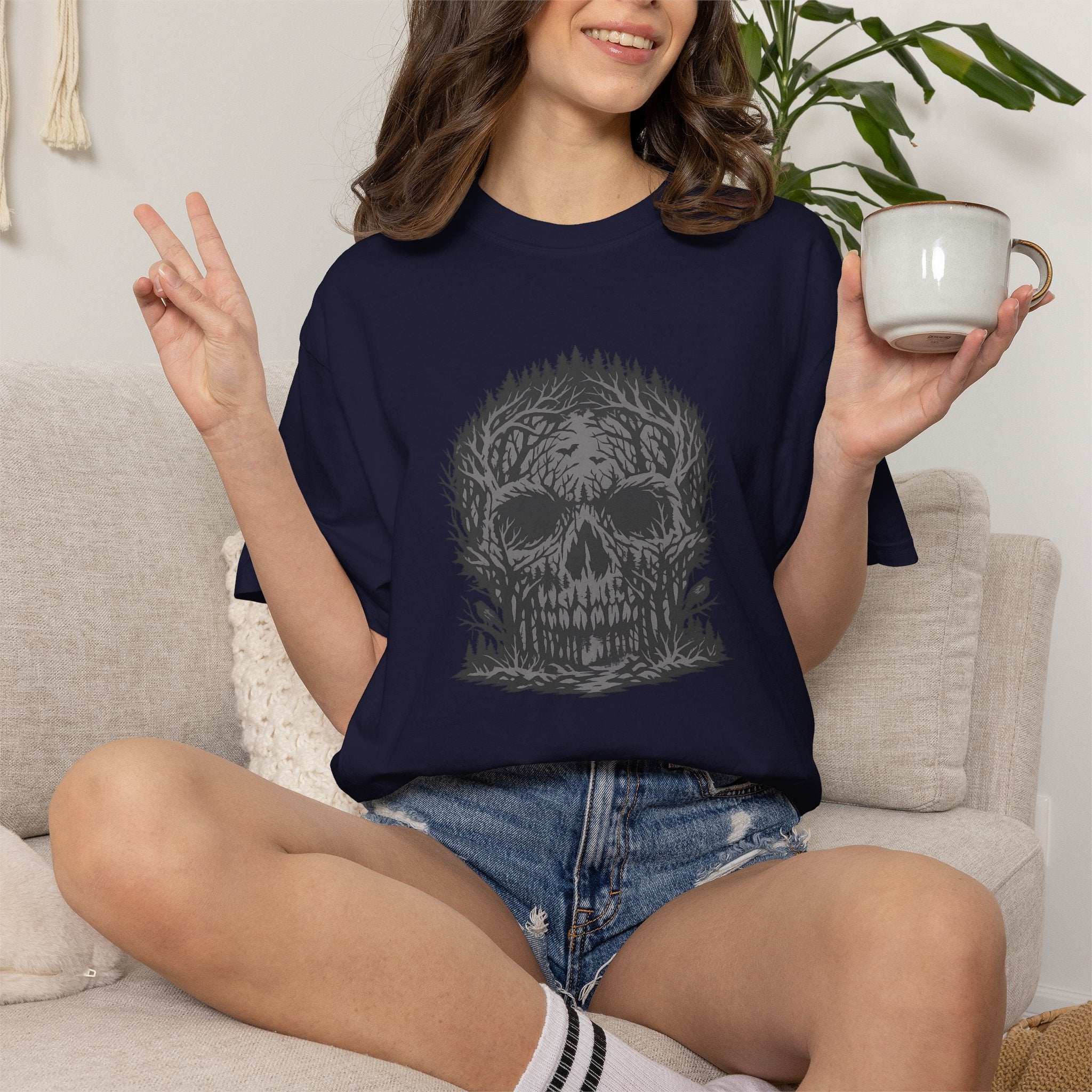Skull Forest T-Shirt — Grunge Skull Graphic Tee