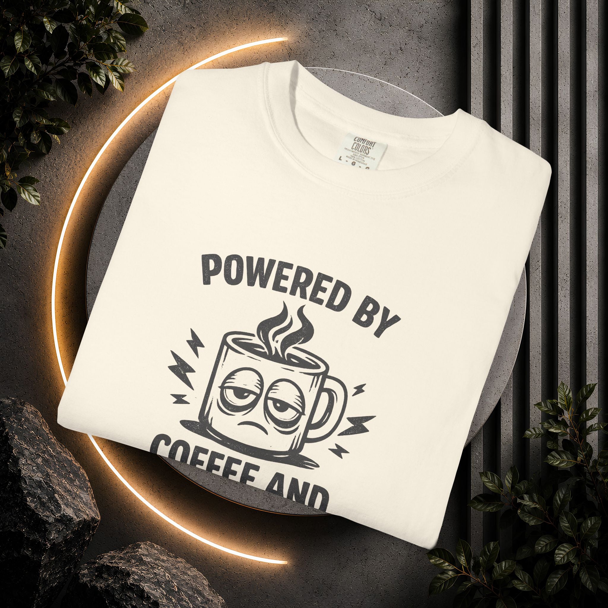 Coffee & Questionable Decisions T-Shirt – Powered by Coffee Graphic Tee