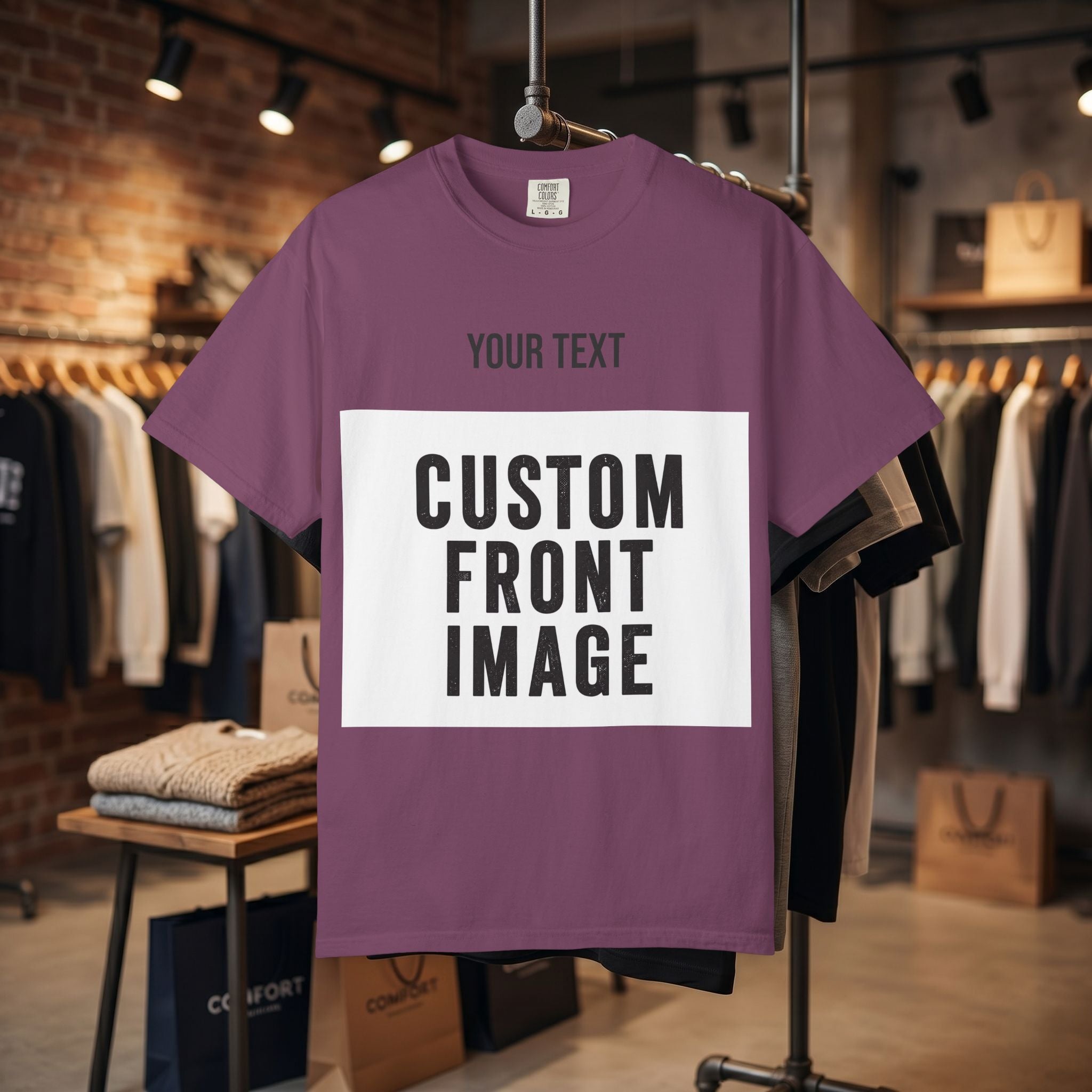 Custom Front Landscape Print T-Shirt — Personalized Text & Image Tee