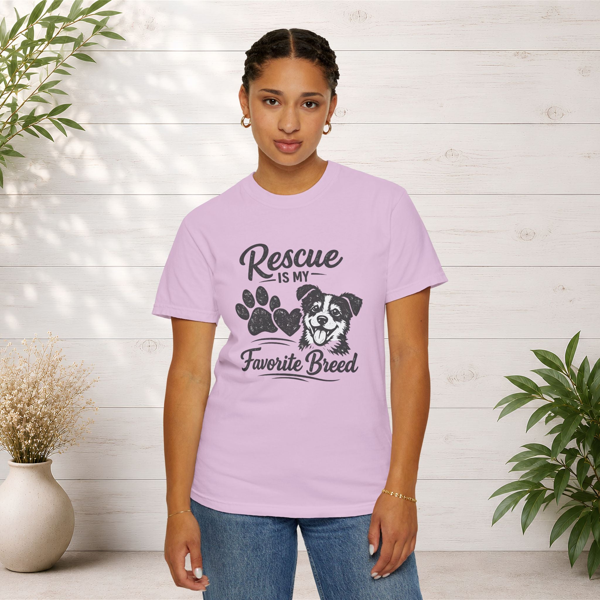 Rescue Is My Favorite Breed T-Shirt — Dog Rescue Paw Print Tee