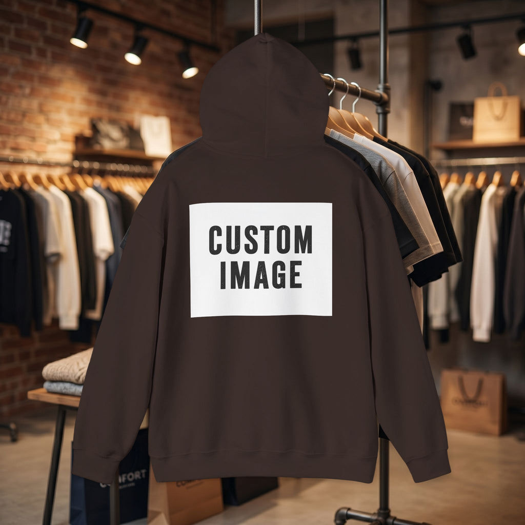 Custom Back Image Hoodie — Personalized White Pullover Hooded Sweatshirt