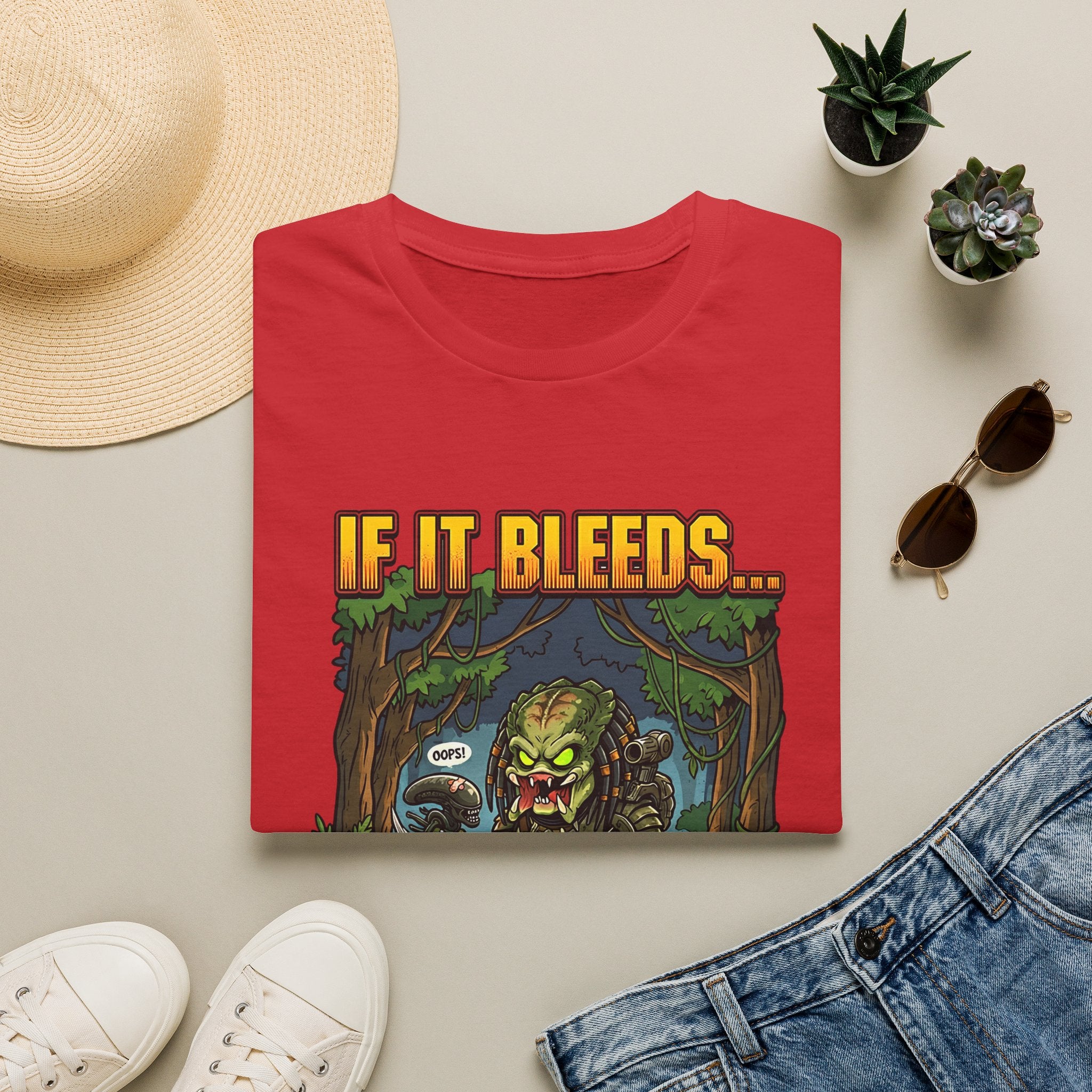 Predator "If It Bleeds" Forest Design T-Shirt | Horror Movie Character
